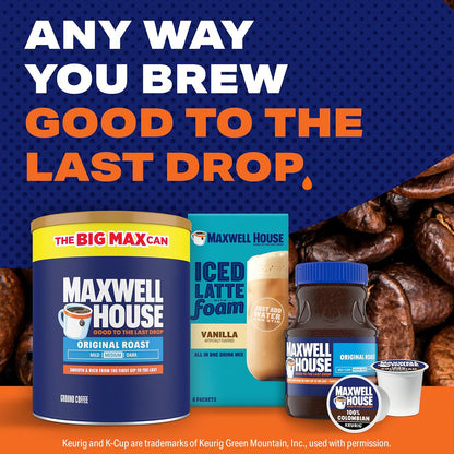Maxwell House Original Roast Ground Coffee – Home Office Counter Coffee for Daily Focus Brewing