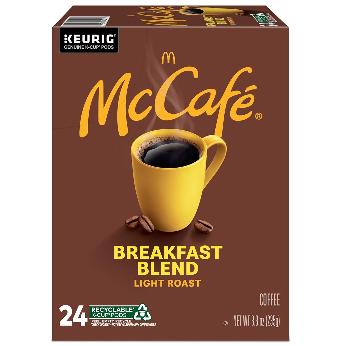 McCafe Breakfast Blend K-Cup Pods, Clean Bulk Storage in Four Compact 18-Count Boxes, 96 Count