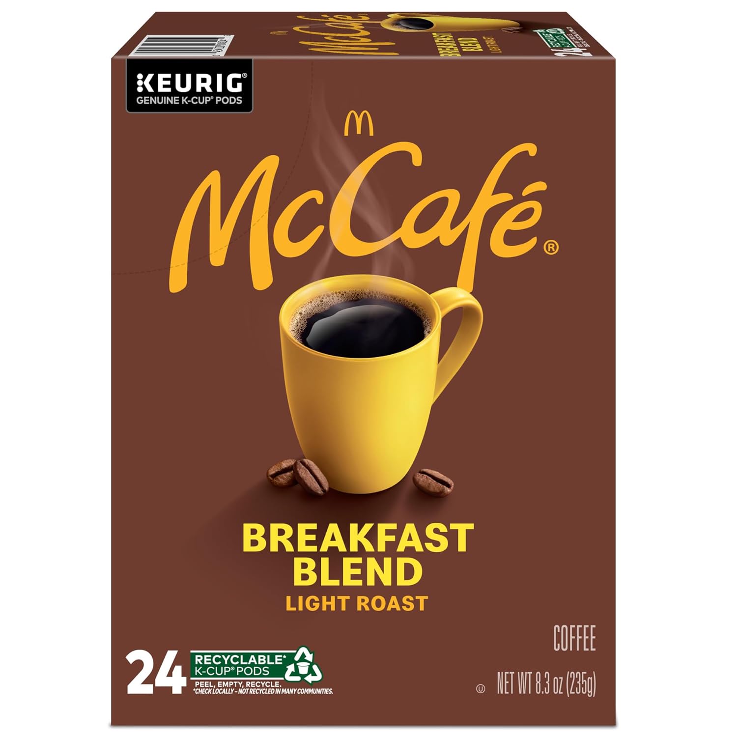 McCafe Breakfast Blend K-Cup Pods, Clean Bulk Storage in Four Compact 18-Count Boxes, 96 Count
