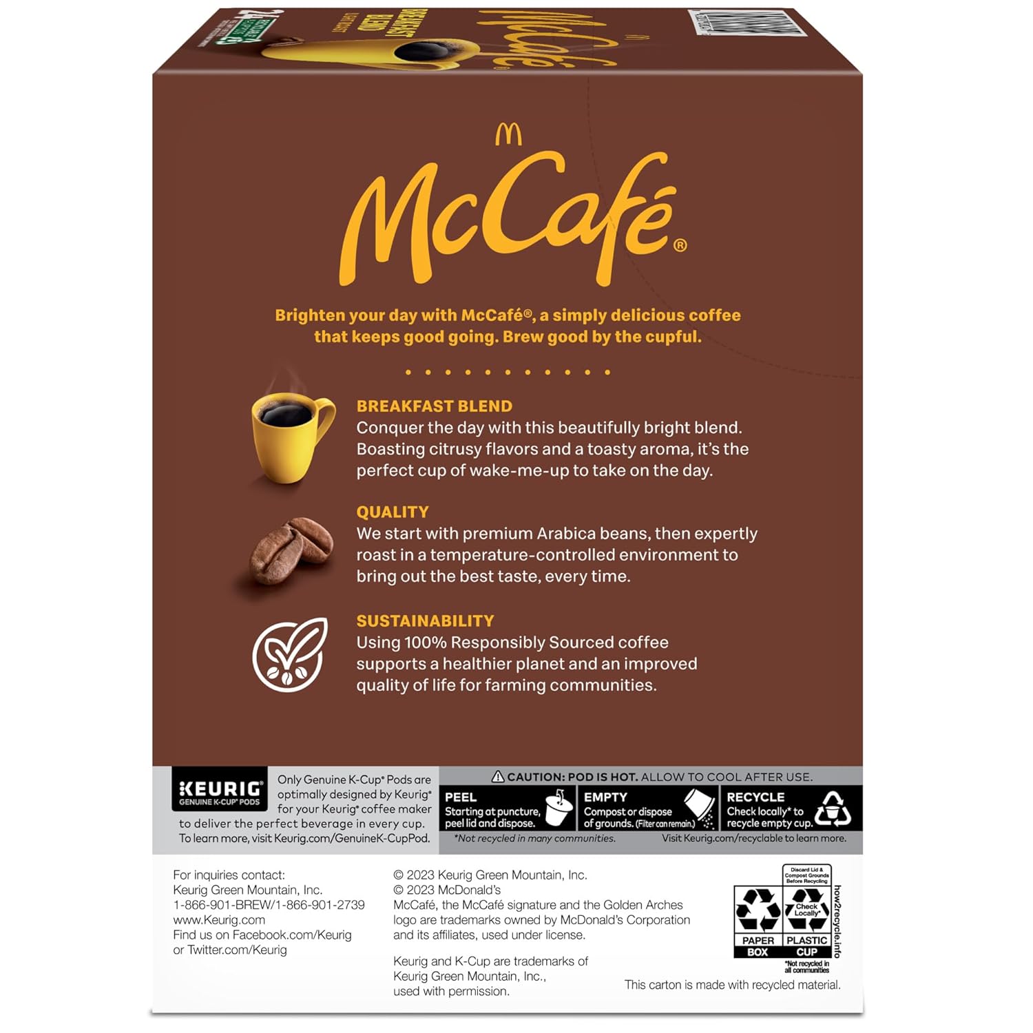 McCafe Breakfast Blend K-Cup Pods, Clean Bulk Storage in Four Compact 18-Count Boxes, 96 Count