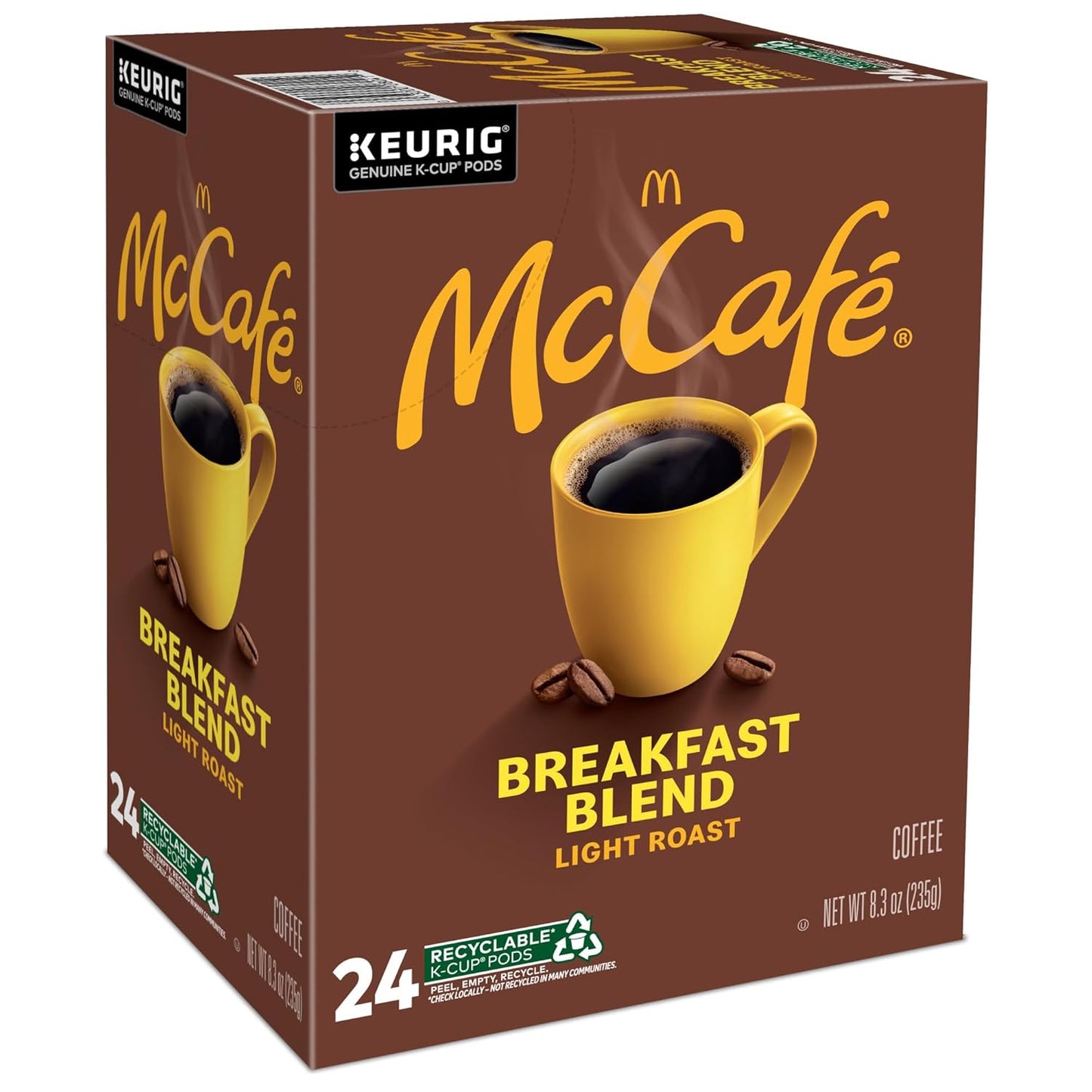 McCafe Breakfast Blend K-Cup Pods, Clean Bulk Storage in Four Compact 18-Count Boxes, 96 Count