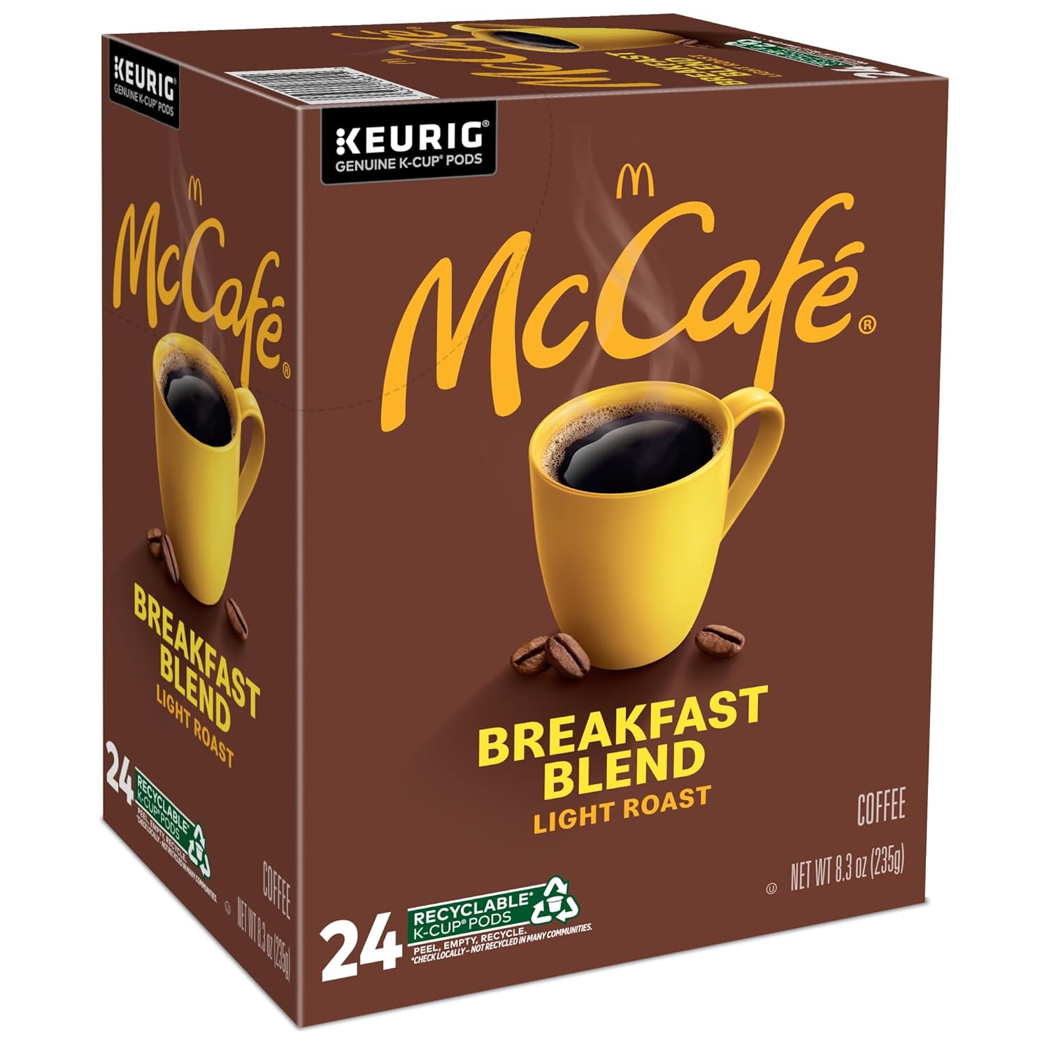 McCafe Breakfast Blend K-Cup Pods, Clean Bulk Storage in Four Compact 18-Count Boxes, 96 Count