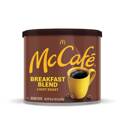 McCafe Breakfast Blend Light Roast Ground Coffee, 30 oz Canister – Single-Ingredient Arabica for a Clean Pantry