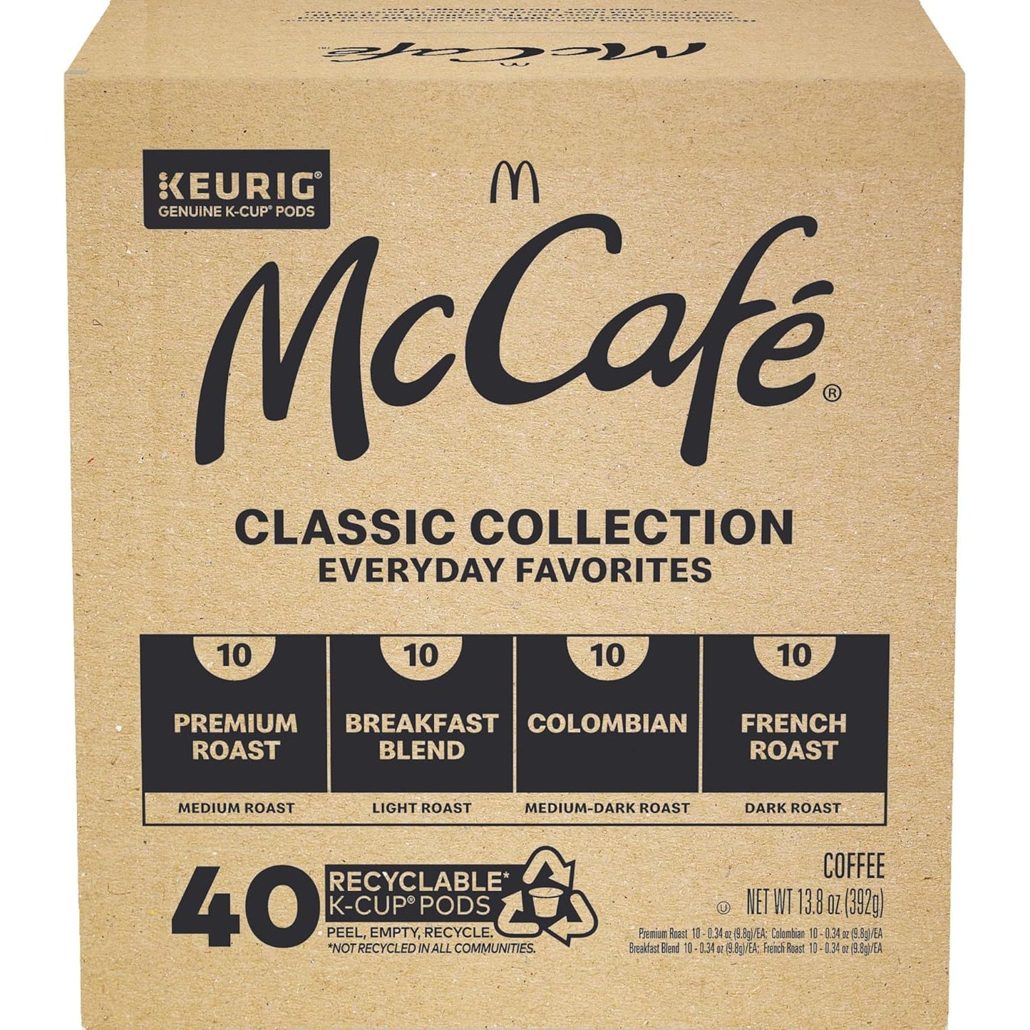 McCafe Classic Collection K-Cup Pods for Uncluttered Countertops, 40-Count Simple Single-Serve Coffee for Keurig
