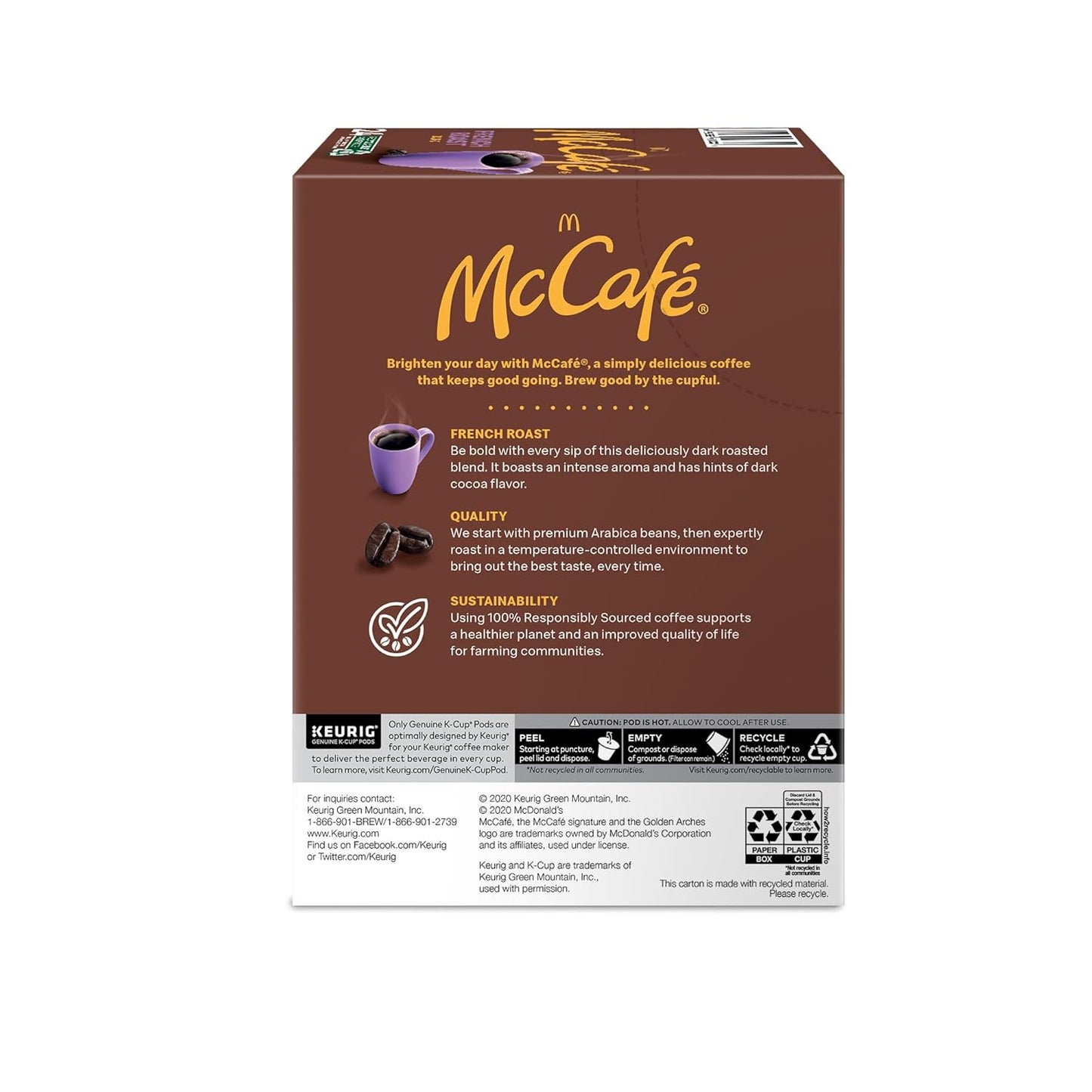 McCafe French Roast K-Cup Pods for Clutter-Free Kitchen Counter, Single-Serve Dark Roast Coffee in Clean Pod Format