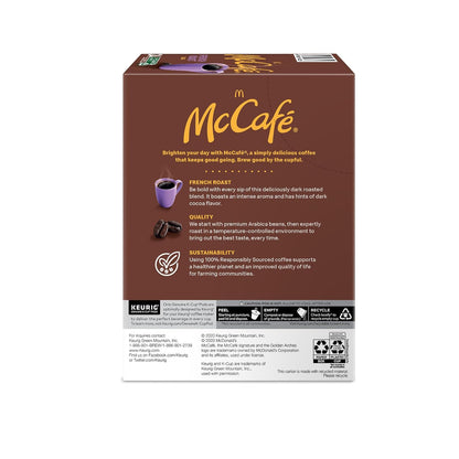 McCafe French Roast K-Cup Pods for Clutter-Free Kitchen Counter, Single-Serve Dark Roast Coffee in Clean Pod Format
