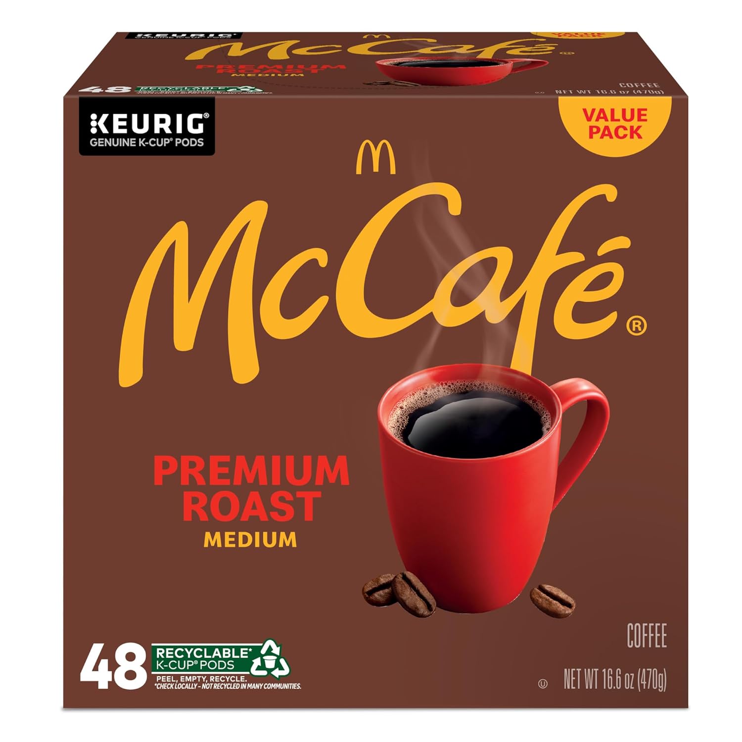 McCafé Premium Medium Roast K-Cup Pods – Kitchen Counter Everyday Coffee, 48 Count Single Serve Pods for the Whole Household