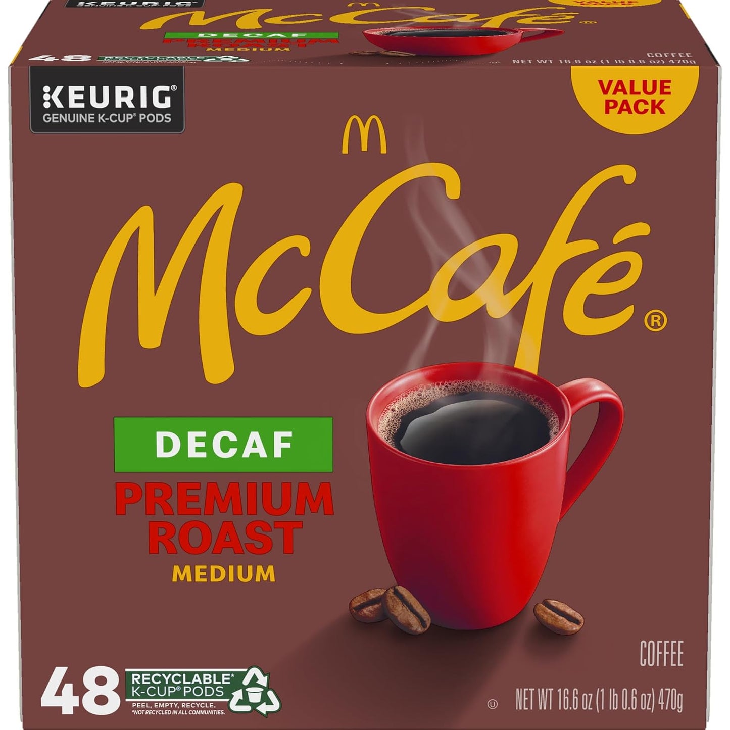 McCafe Premium Roast Decaf K-Cup Pods – Thoughtful Housewarming Gift Basket for Coffee Lovers, Medium Roast 48 Count