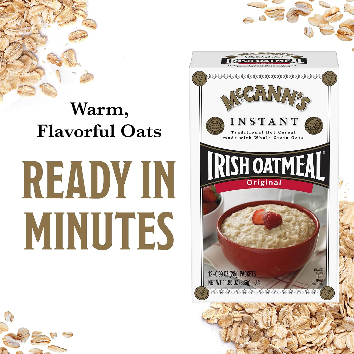 McCann's Instant Irish Oatmeal — Thoughtful Care Package for Busy Friends, 12 Breakfast Packets
