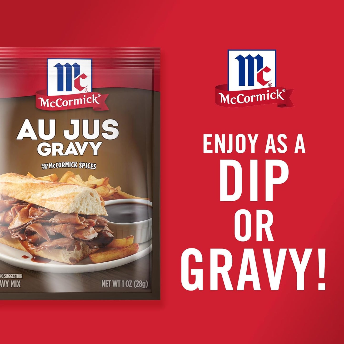 McCormick Au Jus Gravy Mix – Quick Weeknight Dinner Shortcut for Busy Home Cooks, 10-Minute Brown Gravy Packet