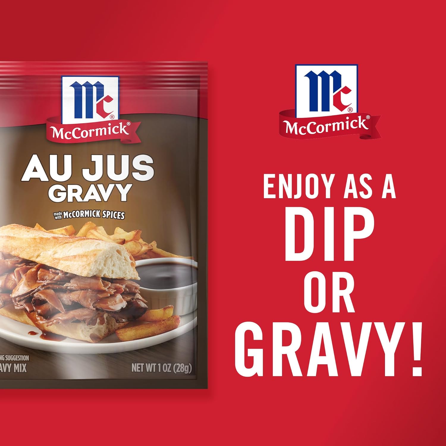 McCormick Au Jus Gravy Mix – Quick Weeknight Dinner Shortcut for Busy Home Cooks, 10-Minute Brown Gravy Packet
