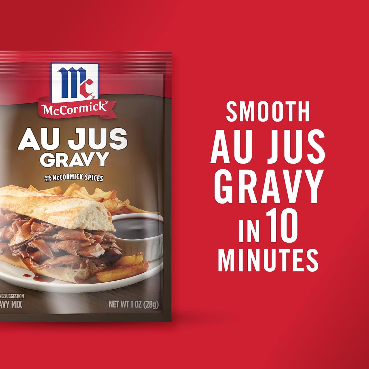McCormick Au Jus Gravy Mix – Quick Weeknight Dinner Shortcut for Busy Home Cooks, 10-Minute Brown Gravy Packet