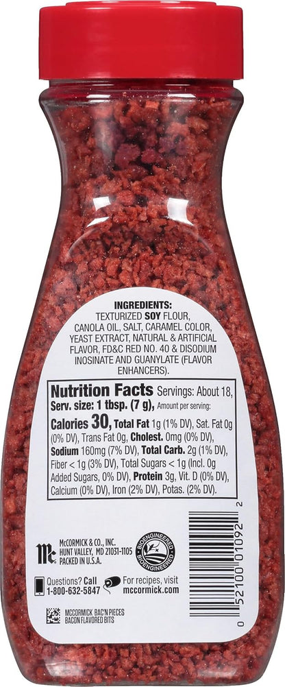 McCormick Bac'n Pieces Bacon Flavored Bits for Mindful Meatless Meal Prep, 4.4 oz Resealable Jar