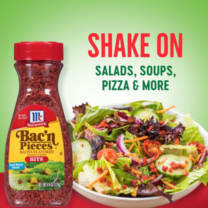 McCormick Bac'n Pieces Bacon Flavored Bits for Mindful Meatless Meal Prep, 4.4 oz Resealable Jar