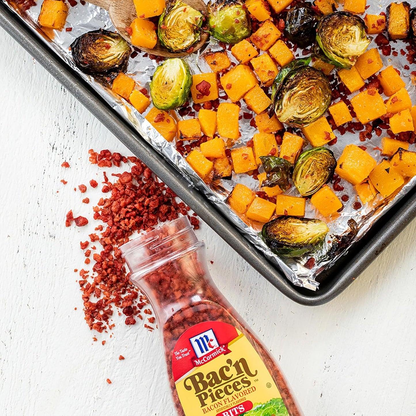 McCormick Bac'n Pieces Bacon Flavored Bits for Mindful Meatless Meal Prep, 4.4 oz Resealable Jar