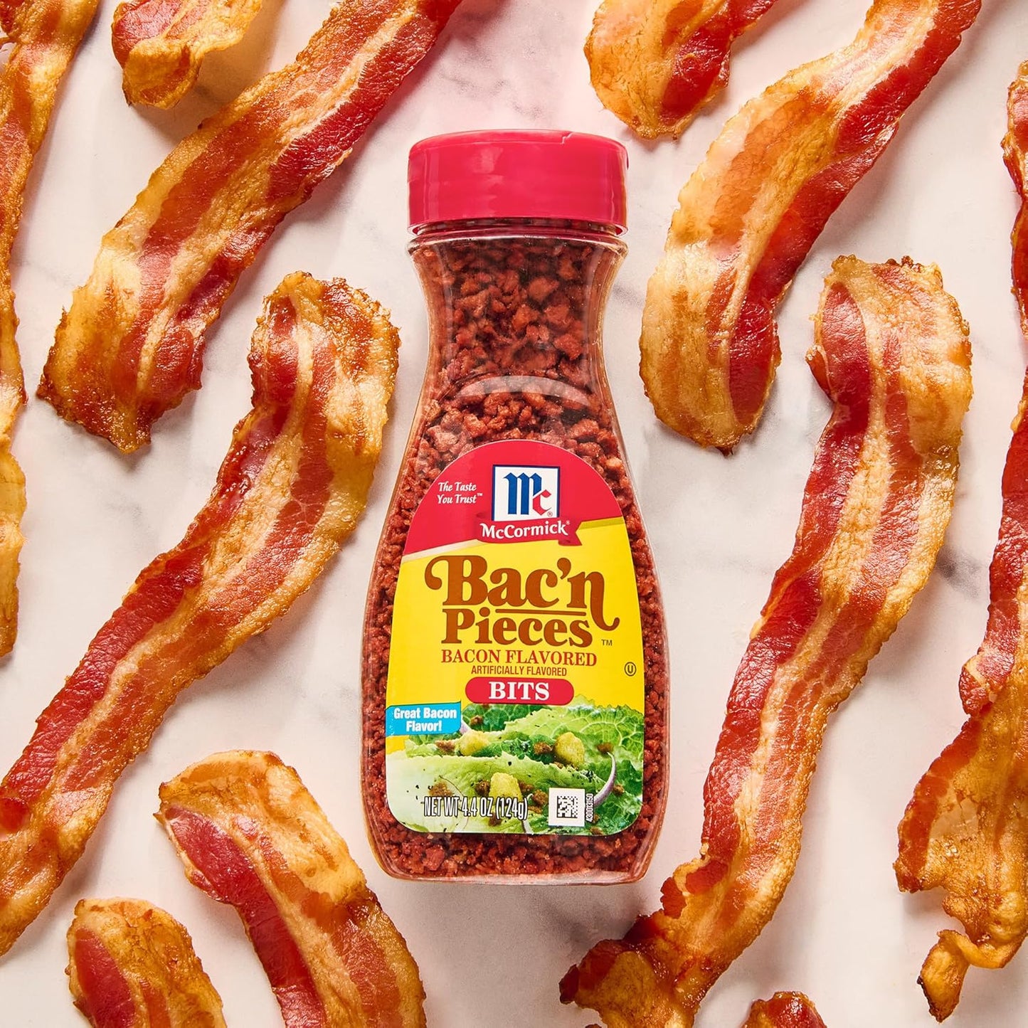 McCormick Bac'n Pieces Bacon Flavored Bits for Mindful Meatless Meal Prep, 4.4 oz Resealable Jar