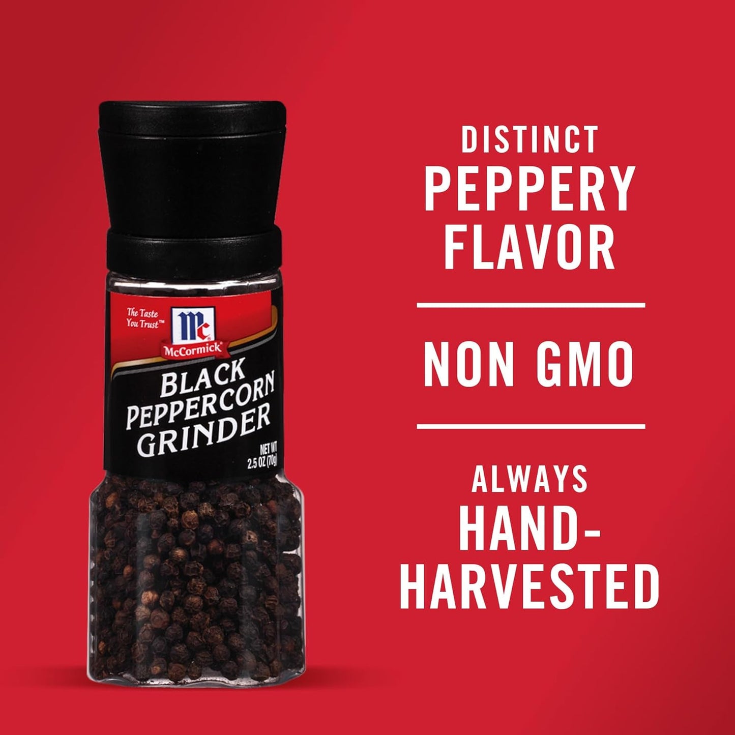 McCormick Black Peppercorn Grinder – Faster Meal Prep for Busy Home Cooks, Fresh Pepper on Demand