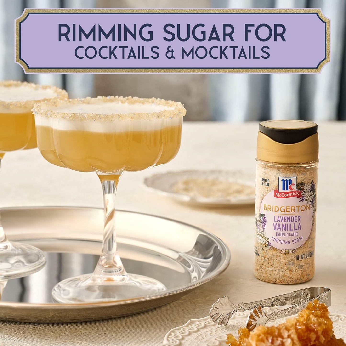 McCormick Bridgerton Finishing Sugar – Lavender Vanilla, Limited Edition Birthday Gift for Women Who Love Baking and Cocktails