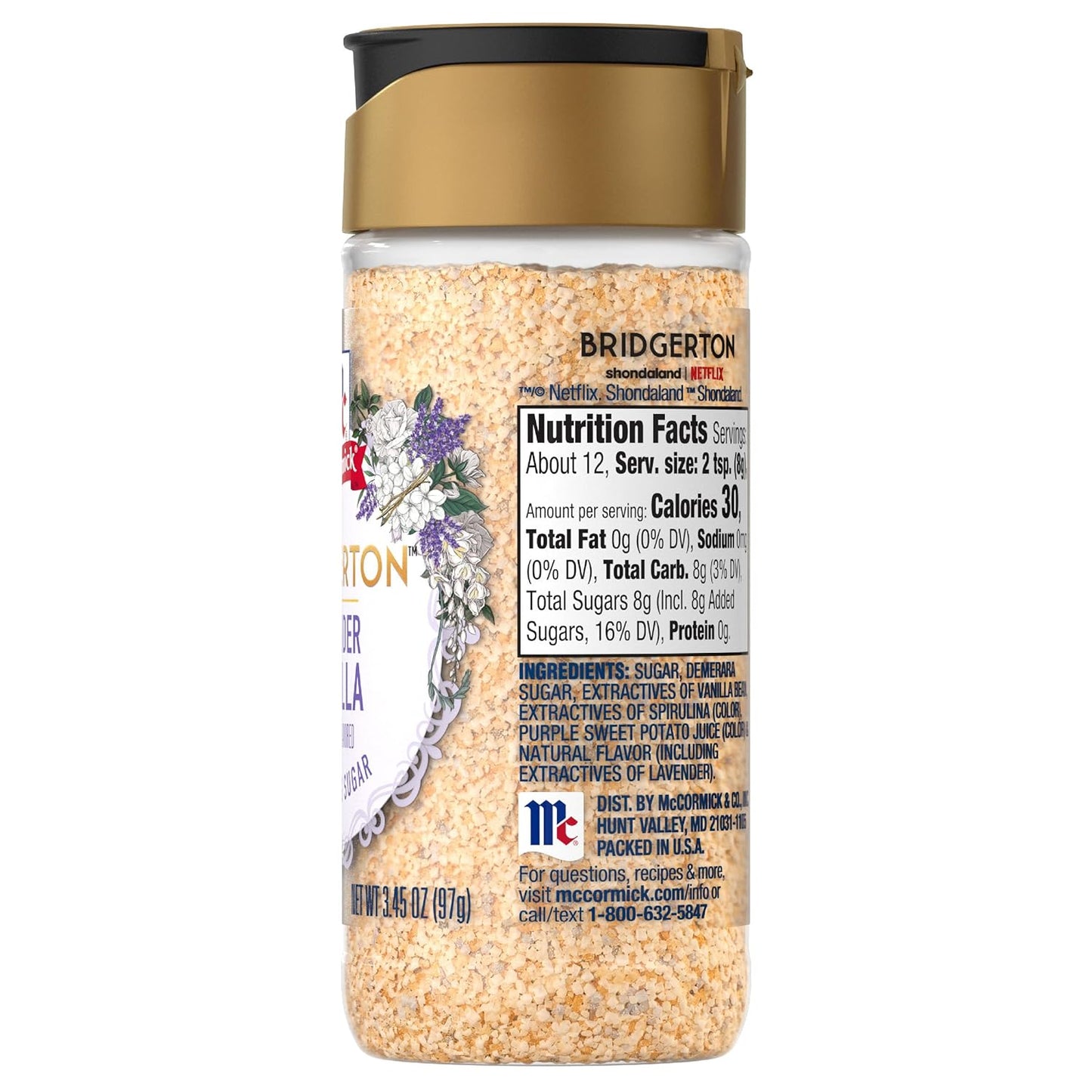 McCormick Bridgerton Finishing Sugar – Lavender Vanilla, Limited Edition Birthday Gift for Women Who Love Baking and Cocktails