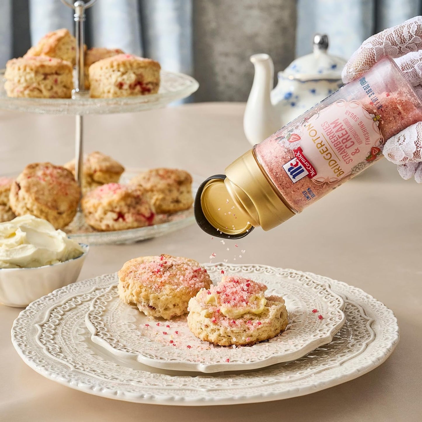 McCormick Bridgerton Finishing Sugar – Limited Edition Birthday Gift for Bridgerton Fans, Strawberries & Cream Dessert Garnish