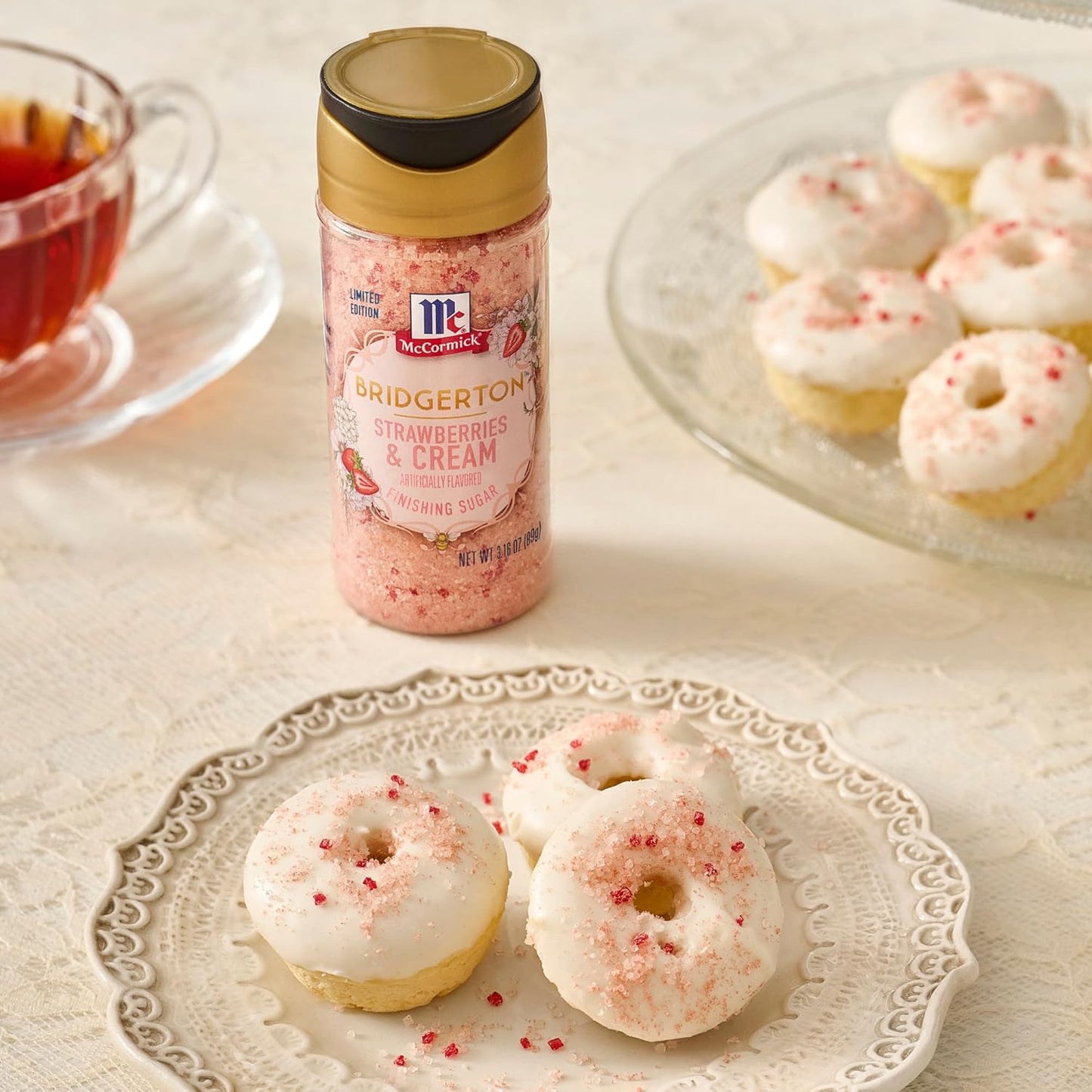 McCormick Bridgerton Finishing Sugar – Limited Edition Birthday Gift for Bridgerton Fans, Strawberries & Cream Dessert Garnish