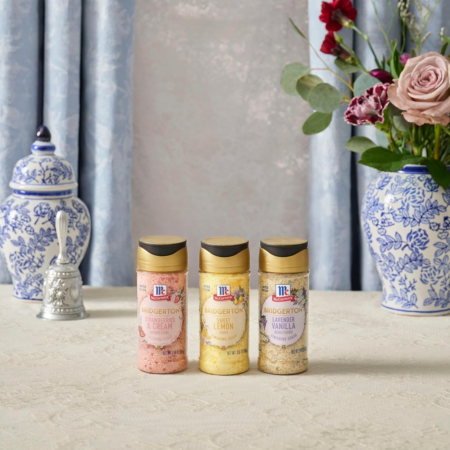 McCormick Bridgerton Finishing Sugar – Limited Edition Birthday Gift for Bridgerton Fans, Strawberries & Cream Dessert Garnish