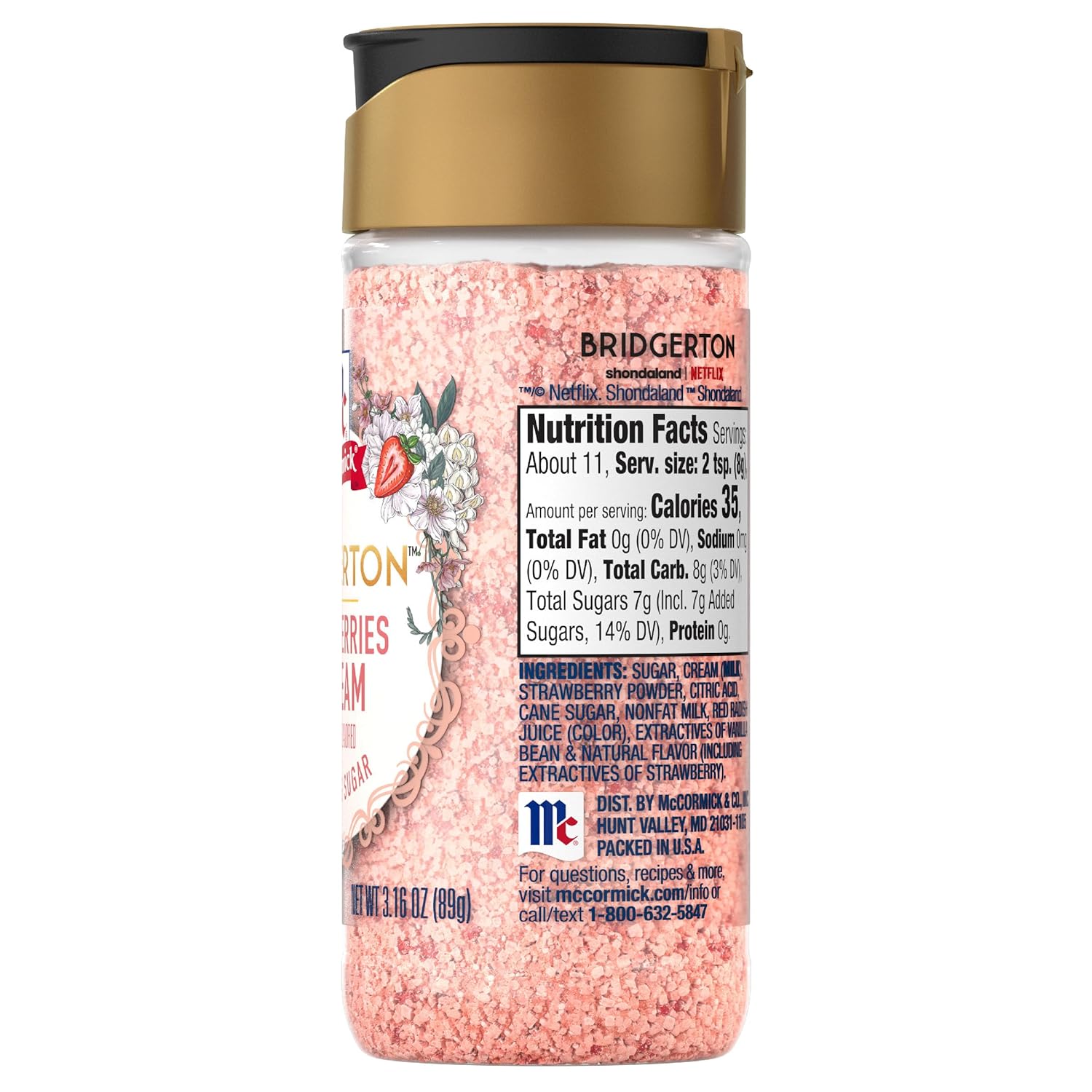 McCormick Bridgerton Finishing Sugar – Limited Edition Birthday Gift for Bridgerton Fans, Strawberries & Cream Dessert Garnish