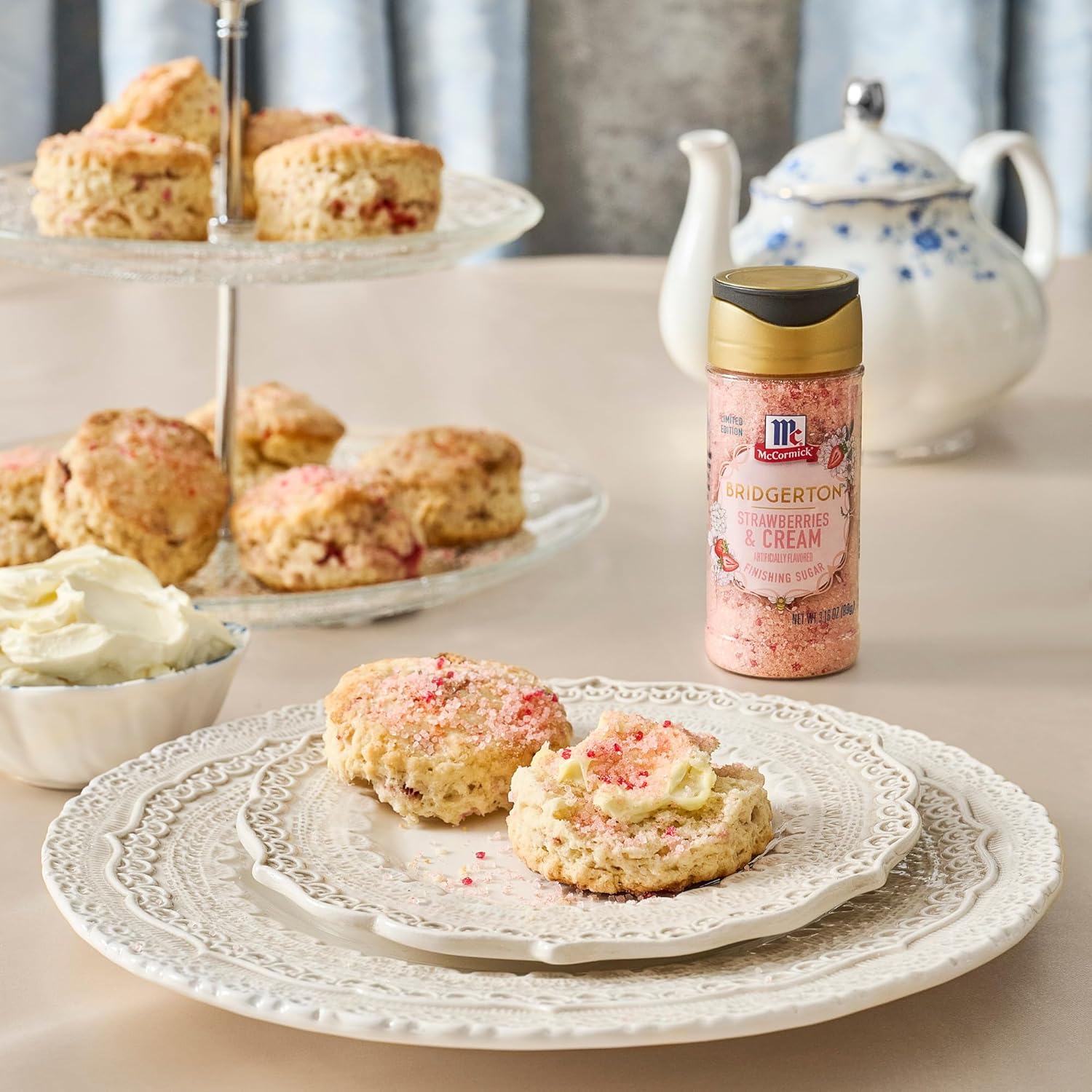 McCormick Bridgerton Finishing Sugar – Limited Edition Birthday Gift for Bridgerton Fans, Strawberries & Cream Dessert Garnish