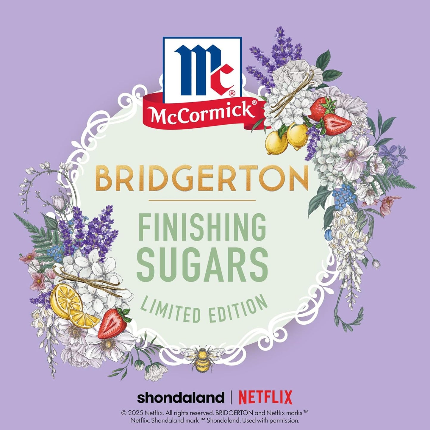 McCormick Bridgerton Finishing Sugar – Limited Edition Birthday Gift for Bridgerton Fans, Strawberries & Cream Dessert Garnish