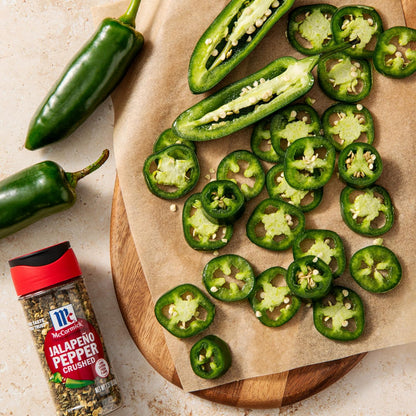 McCormick Crushed Jalapeño Pepper, 1.37 oz — Gentle Moderate Heat for Comfort Meals, No Added Sodium for Mindful Cooking
