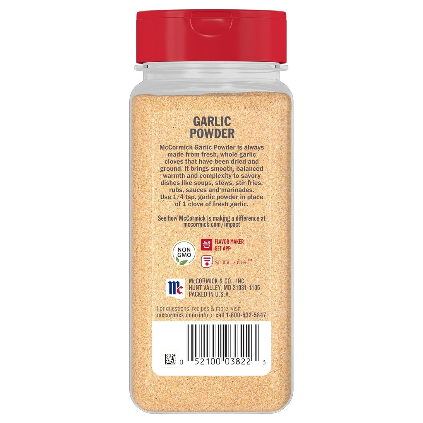 McCormick Garlic Powder – Non-GMO Seasoning for Wellness-Focused Family Meals, 8.75 oz