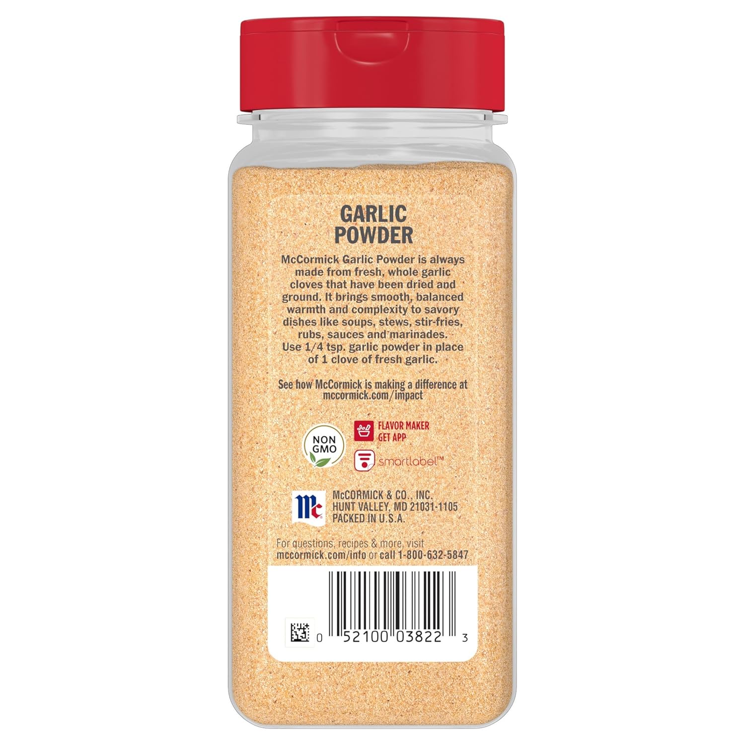 McCormick Garlic Powder – Non-GMO Seasoning for Wellness-Focused Family Meals, 8.75 oz