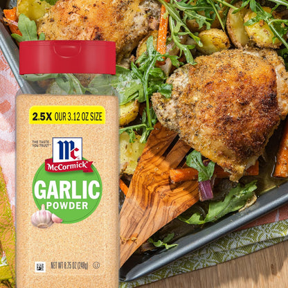 McCormick Garlic Powder – Non-GMO Seasoning for Wellness-Focused Family Meals, 8.75 oz