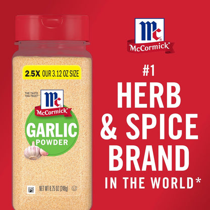 McCormick Garlic Powder – Non-GMO Seasoning for Wellness-Focused Family Meals, 8.75 oz