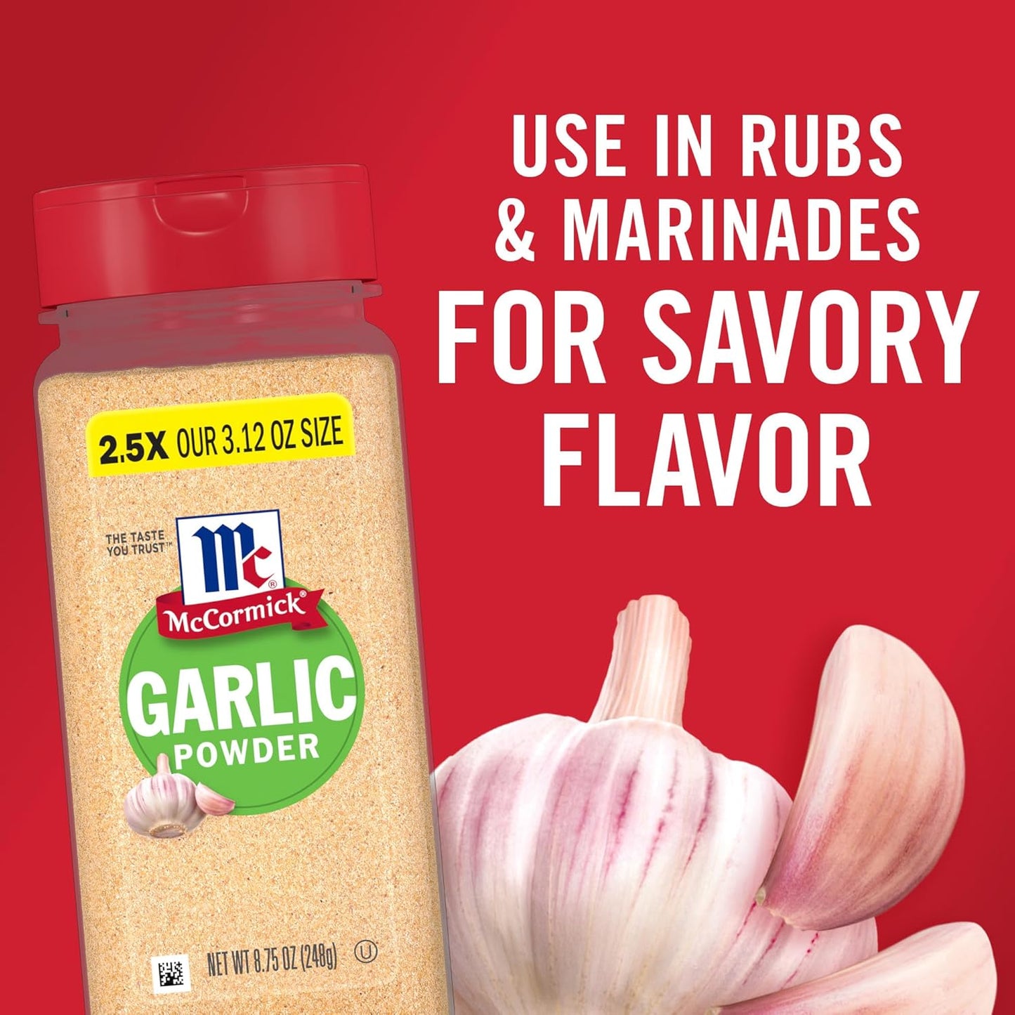 McCormick Garlic Powder – Non-GMO Seasoning for Wellness-Focused Family Meals, 8.75 oz