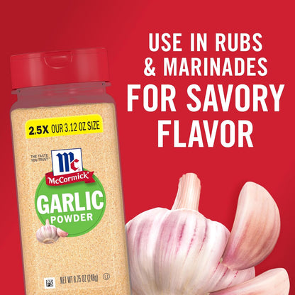 McCormick Garlic Powder – Non-GMO Seasoning for Wellness-Focused Family Meals, 8.75 oz