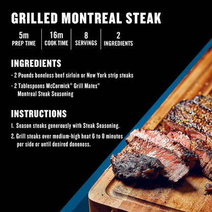 McCormick Grill Mates Montreal Steak Seasoning – Heavy-Duty Patio and Tailgate Shake for Open-Air Steak Grilling