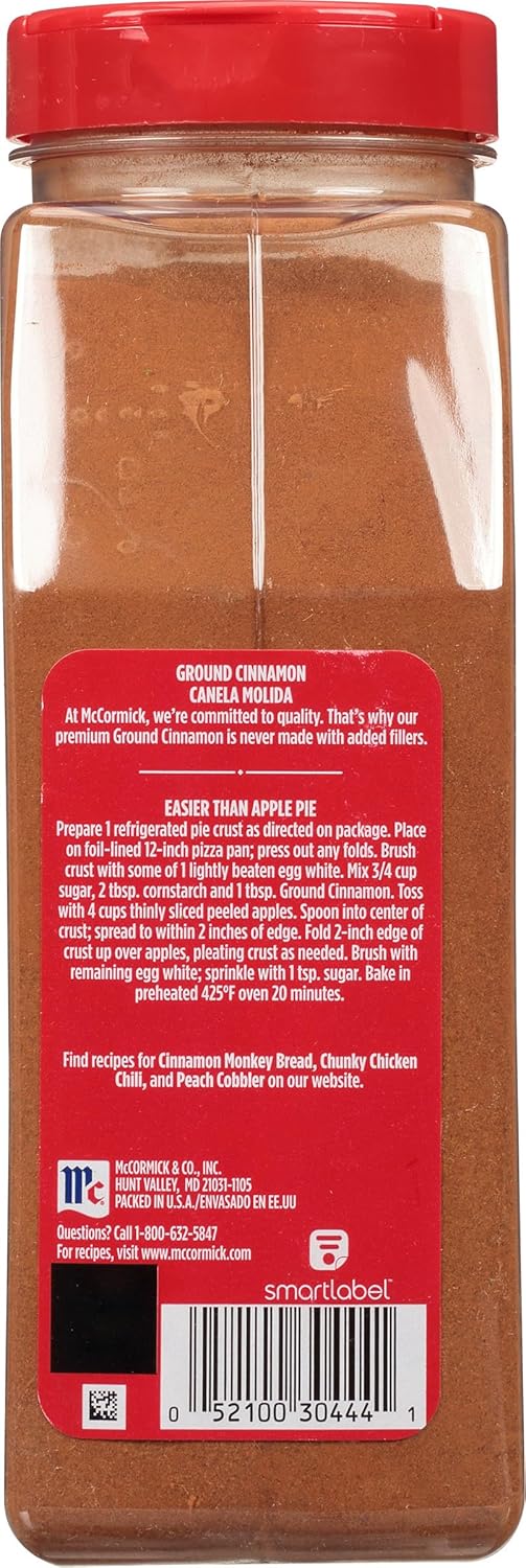 McCormick Ground Cinnamon, 18 oz – Clean-Label Pantry Staple for Mindful Home Cooking