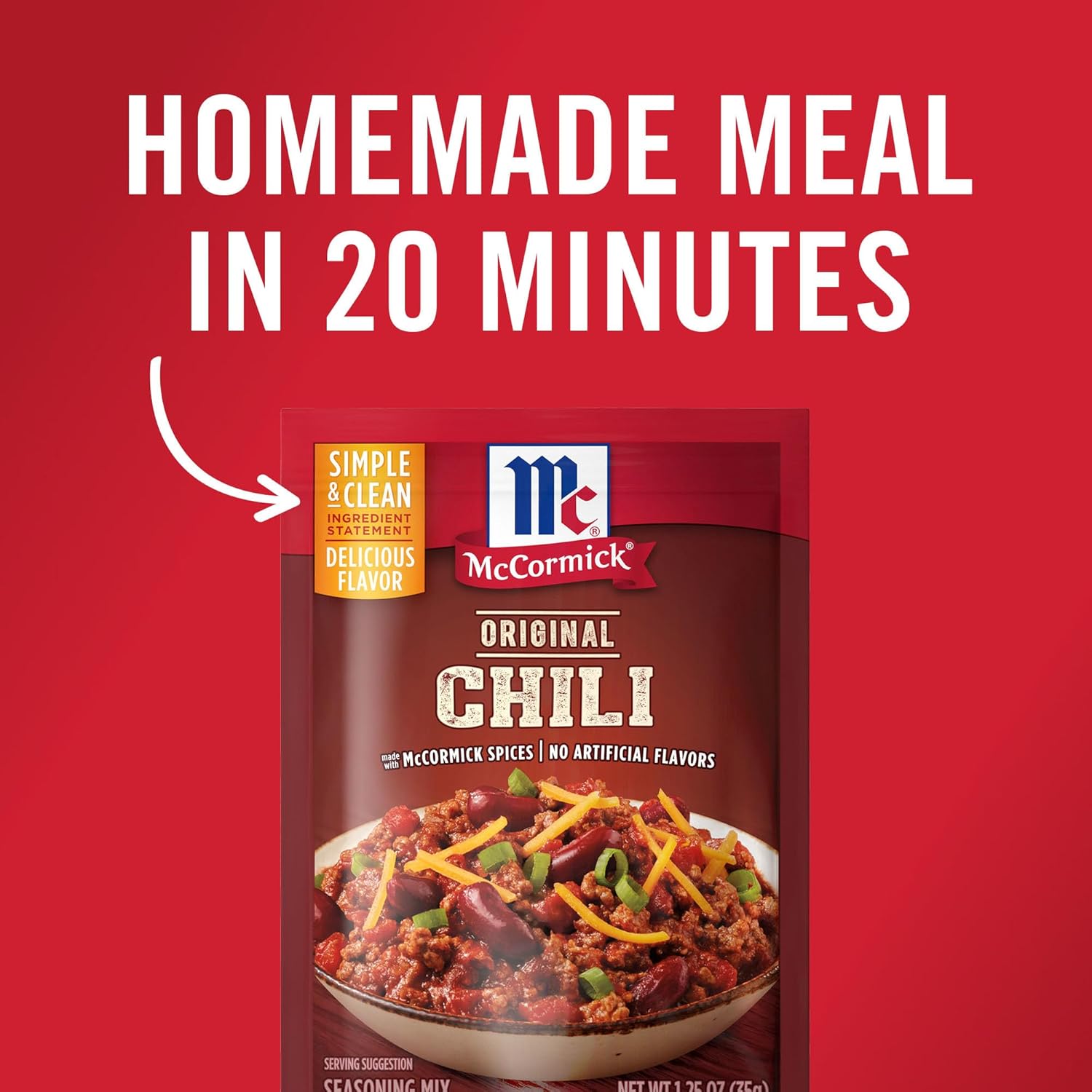 McCormick Original Chili Seasoning Mix for Vegetarian Bean Chili, No MSG Clean Label