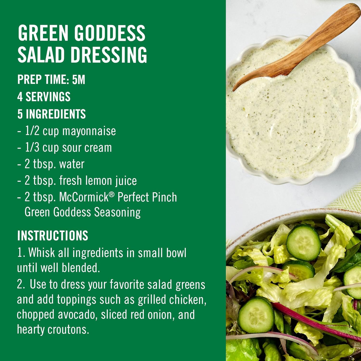 McCormick Perfect Pinch Green Goddess – Clean-Label Herb Blend for Nourishing Self-Care Meals at Home