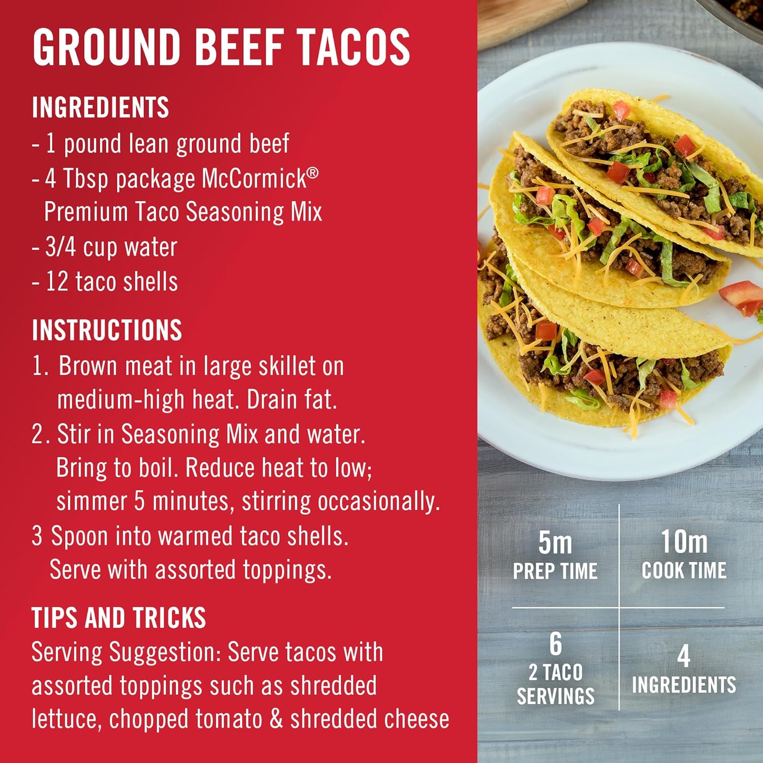 McCormick Premium Taco Seasoning Mix, 24 oz – Family Weeknight Taco Dinner for Kids and Picky Eaters