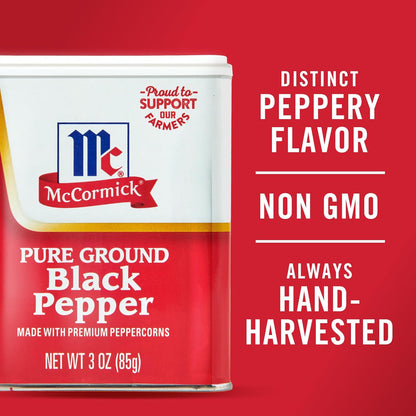 McCormick Pure Ground Black Pepper 6 oz – Non-GMO Seasoning for Wellness-Focused Meal Prep