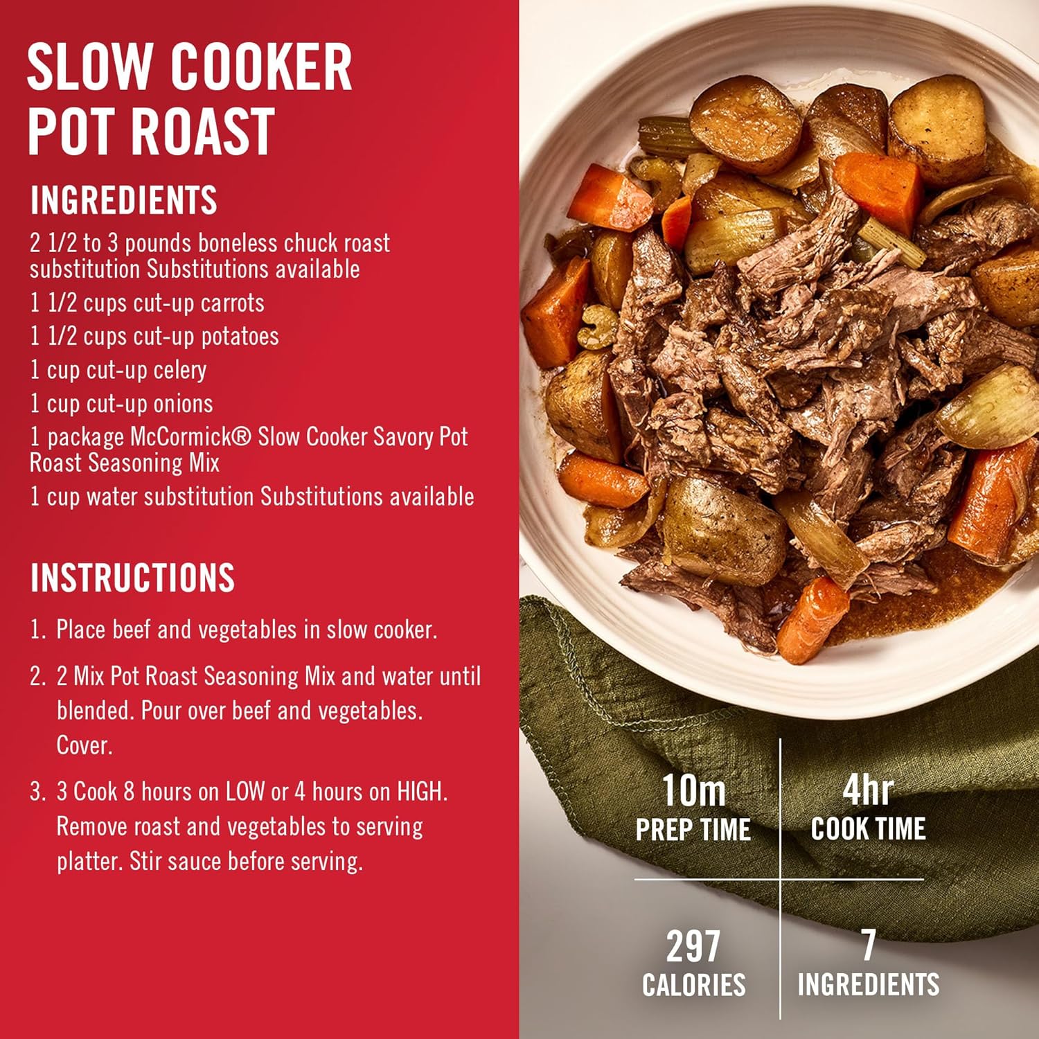McCormick Slow Cooker Savory Pot Roast Seasoning Mix Pack of 4 – Thoughtful Housewarming and Hostess Gift