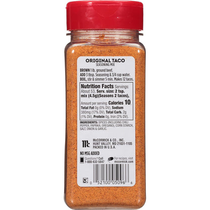 McCormick Taco Seasoning Mix – Housewarming Gift for New Home Cooks, Pantry-Friendly 8.5 oz Pouch