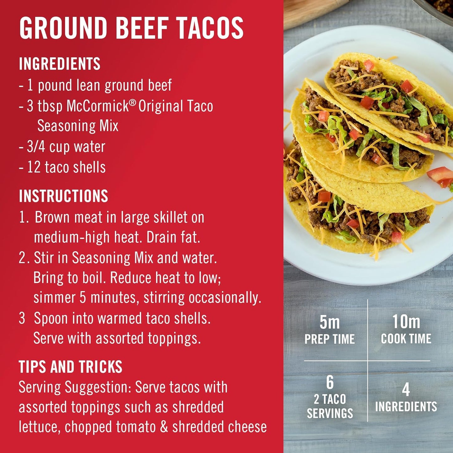 McCormick Taco Seasoning Mix – Housewarming Gift for New Home Cooks, Pantry-Friendly 8.5 oz Pouch