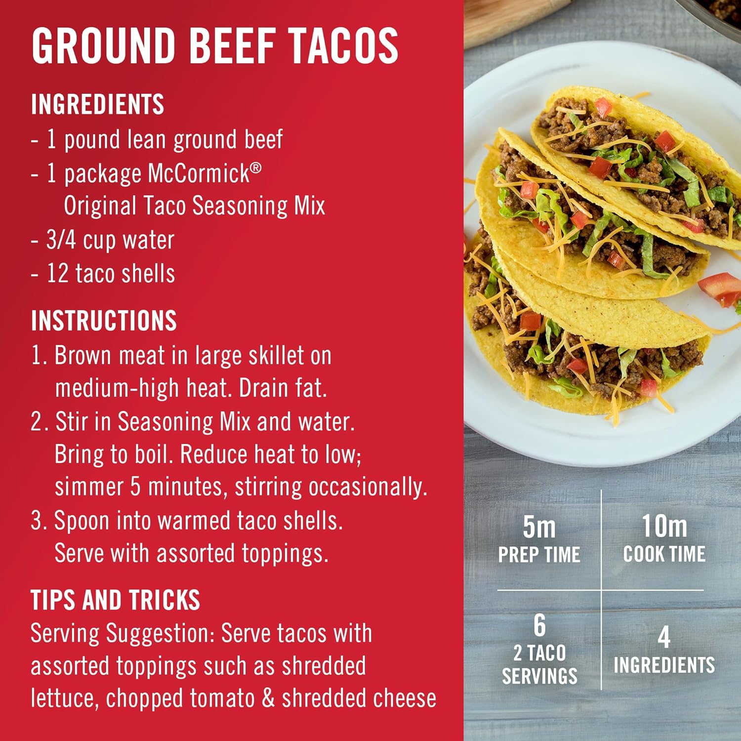 McCormick Taco Seasoning Mix – No MSG Added Clean-Ingredient Pantry Seasoning for Mindful Home Cooking