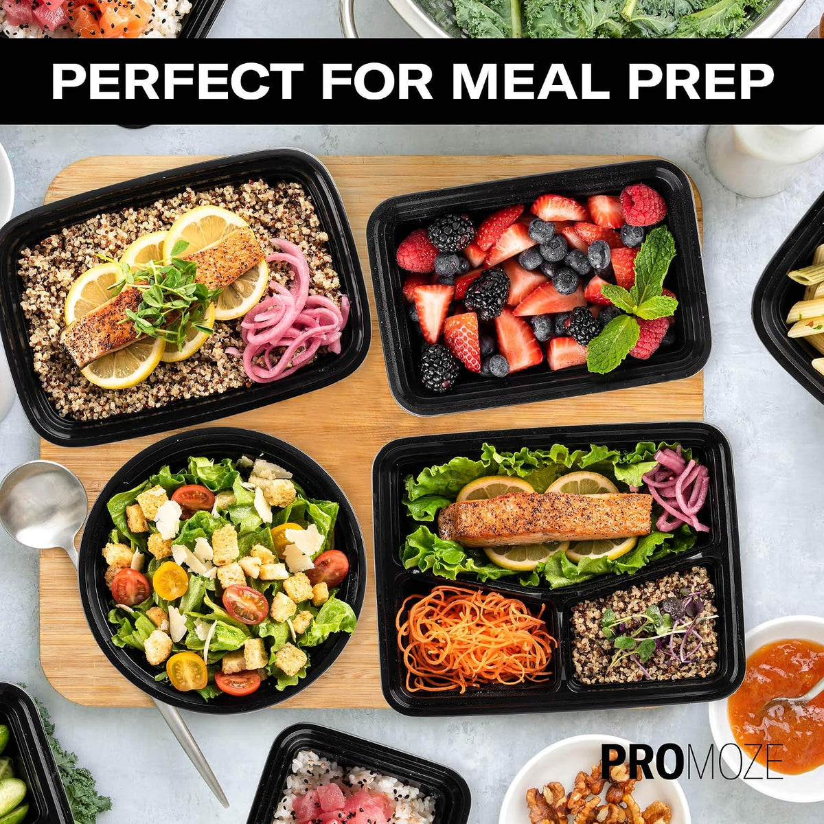 MealVault Pro – Less-Is-More Food Storage for Neutral Spaces, 50-Pack 28 oz BPA-Free Bento Box
