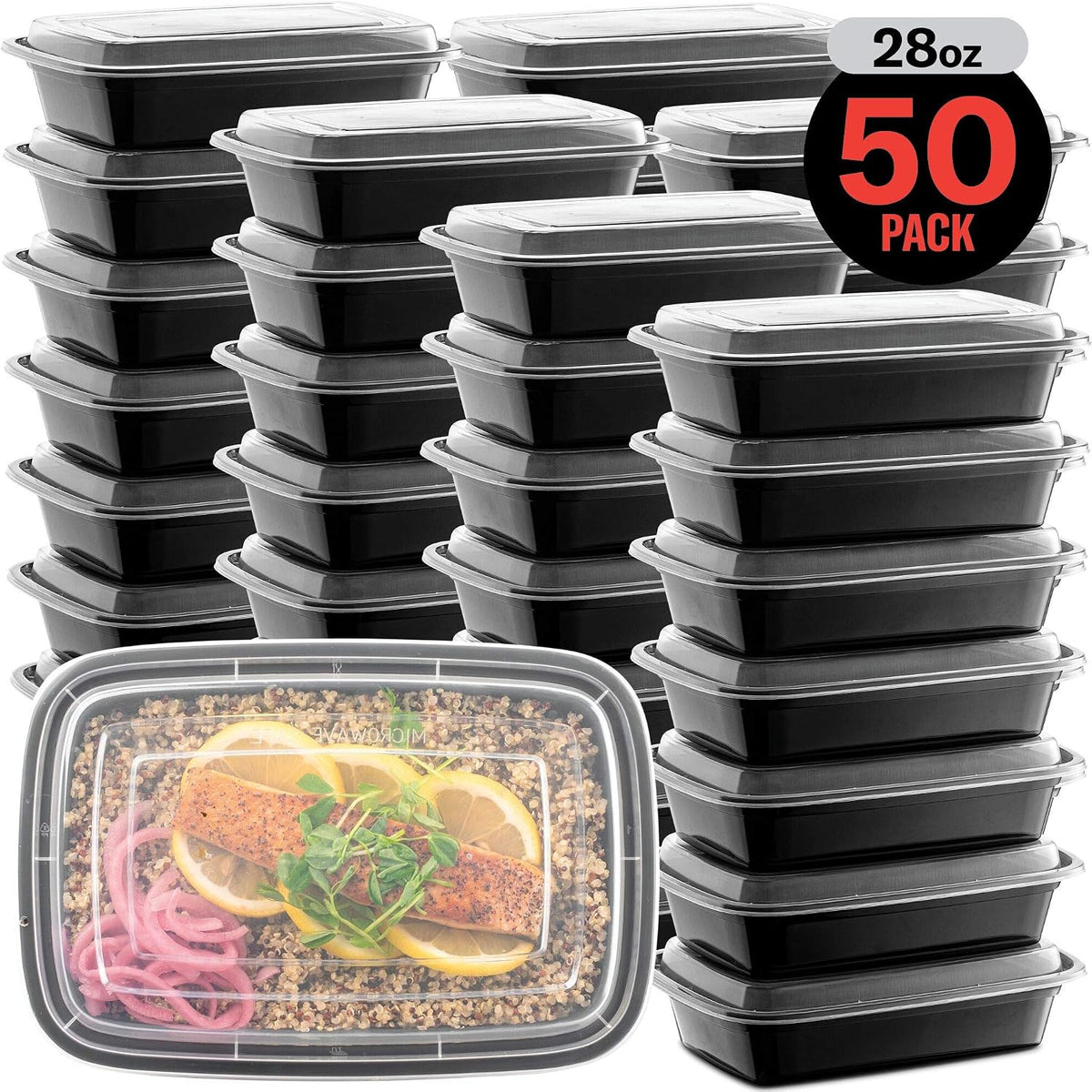 MealVault Pro – Less-Is-More Food Storage for Neutral Spaces, 50-Pack 28 oz BPA-Free Bento Box