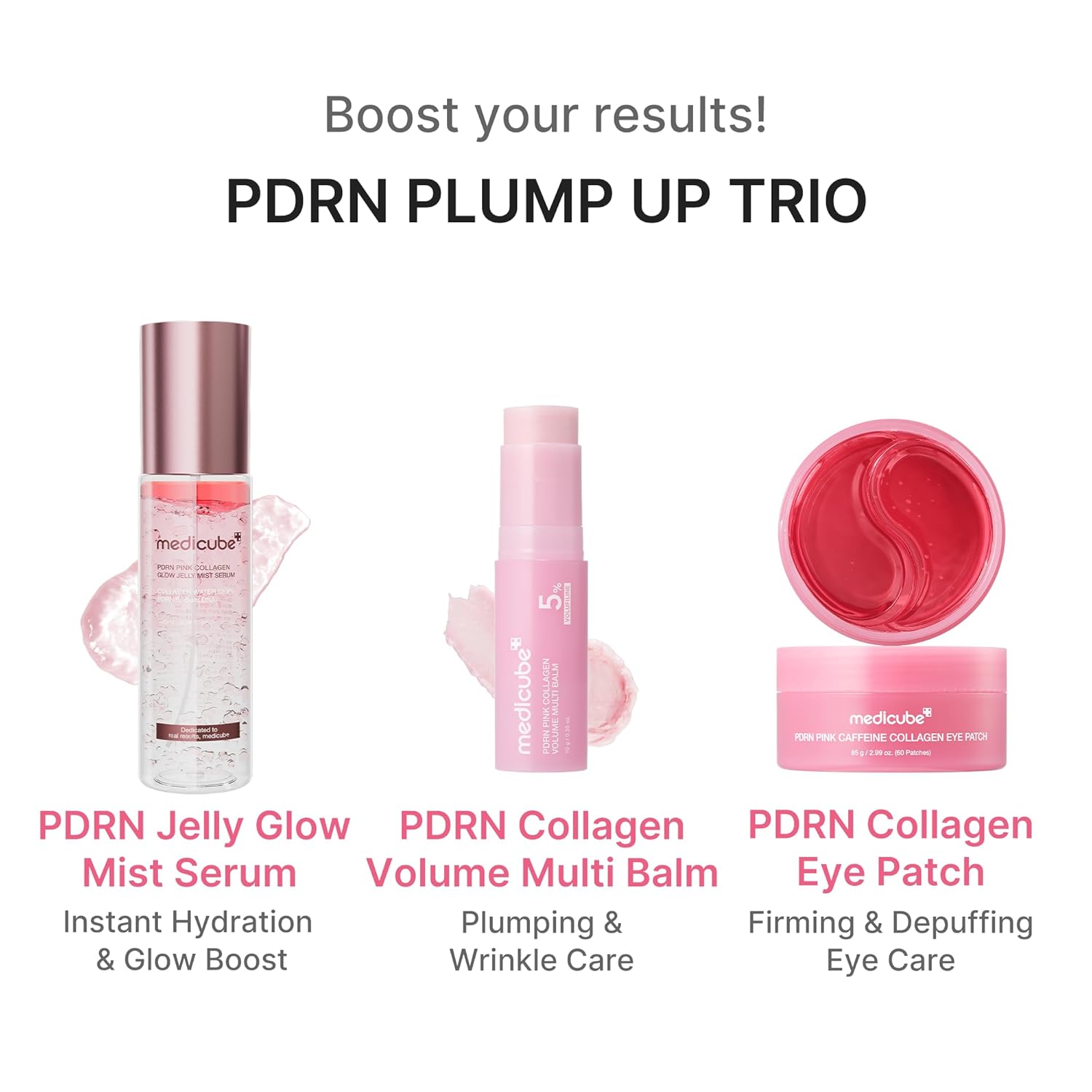 medicube PDRN Pink Collagen Volume Multi Balm Stick | Mindful Skincare Stick for Bedtime Wind-Down, Calming Puffiness & Volume Care