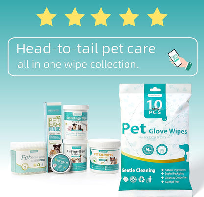 MEDUWEDU Otic Finger Wipes – Calming Pet Ear Care Ritual for Sensitive Dogs and Cats, Unscented
